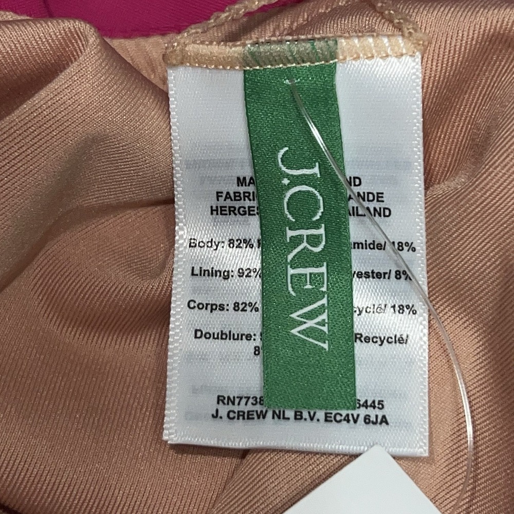 J. Crew Ruched Ruffle One Piece Swimsuit Pink NWT Size 10 Colorful Bright Girly - Picture 5 of 9
